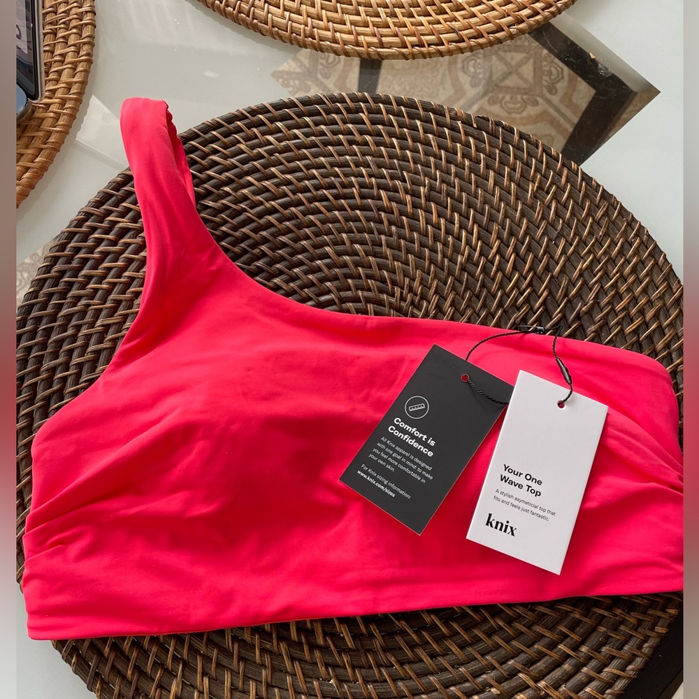 Knix One Wave Bikini Top One Shoulder Pink Pepper M